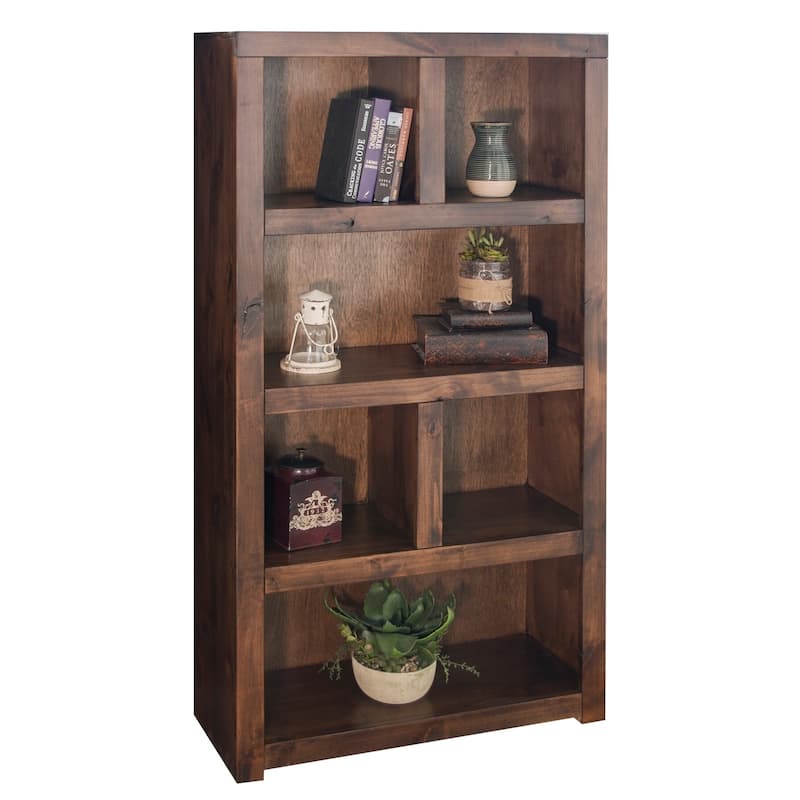 Bridgevine Home Sausalito 64 inch high Bookcase, No Assembly Required, Whiskey Finish