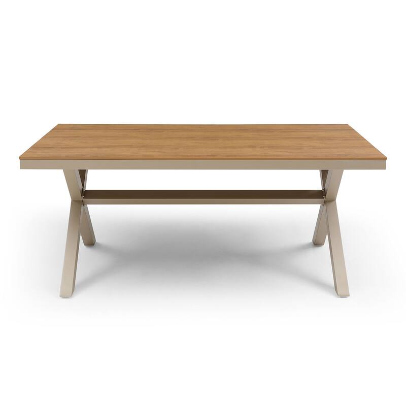 70.81" Rectangular Dining Table With X-Shape Aluminum Base