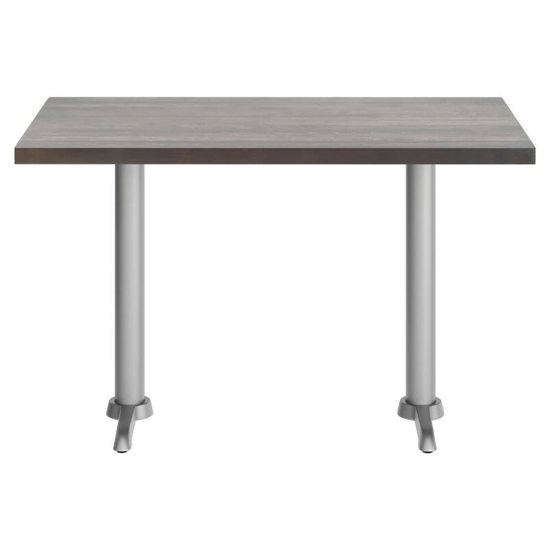 Rectangular Solid Wood Commercial Tabletop w/Two 22" x 22" Dining Height T-Bases - 30"W x 48"D x 29.5"H