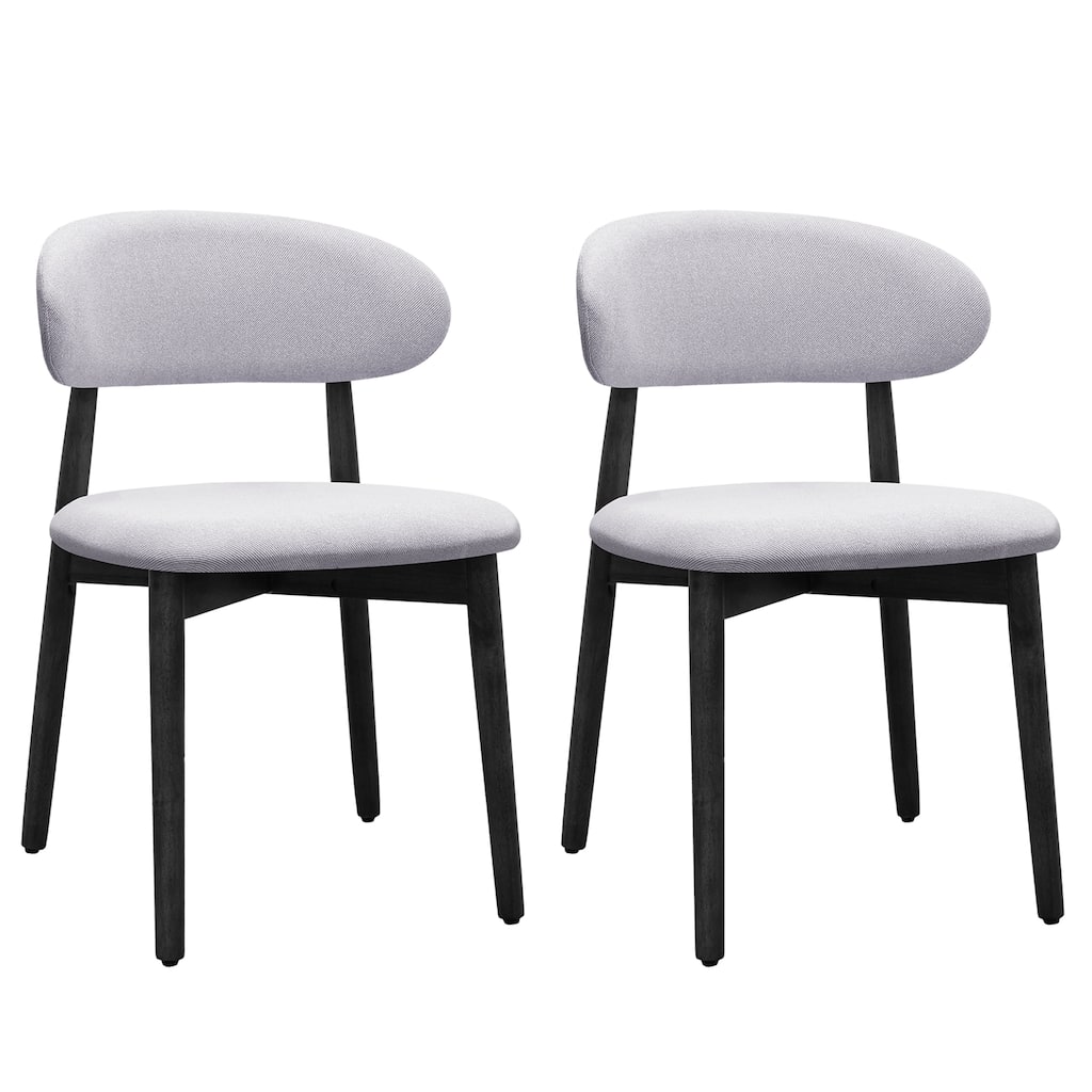 Set of 2 Cotton-Linen Fabric Upholstered Dining Chairs