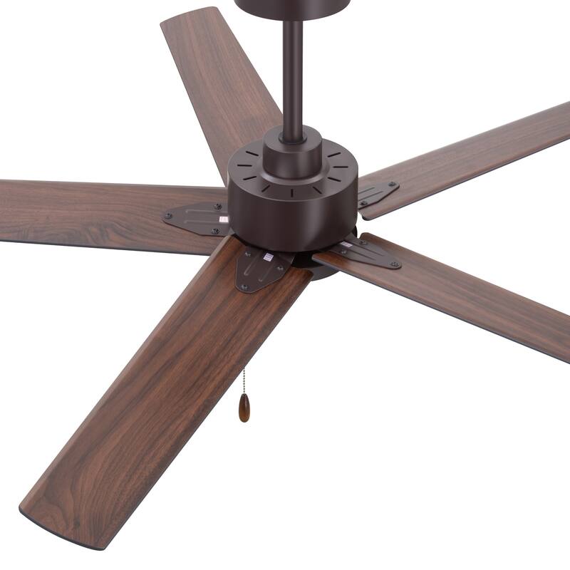 52" Indoor Traditional 5-Blade Ceiling Fan No Light with Pull Chain
