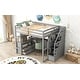 preview thumbnail 6 of 34, Full Loft Bed with Desk and Shelves, Drawers, Storage Staircase, Gray