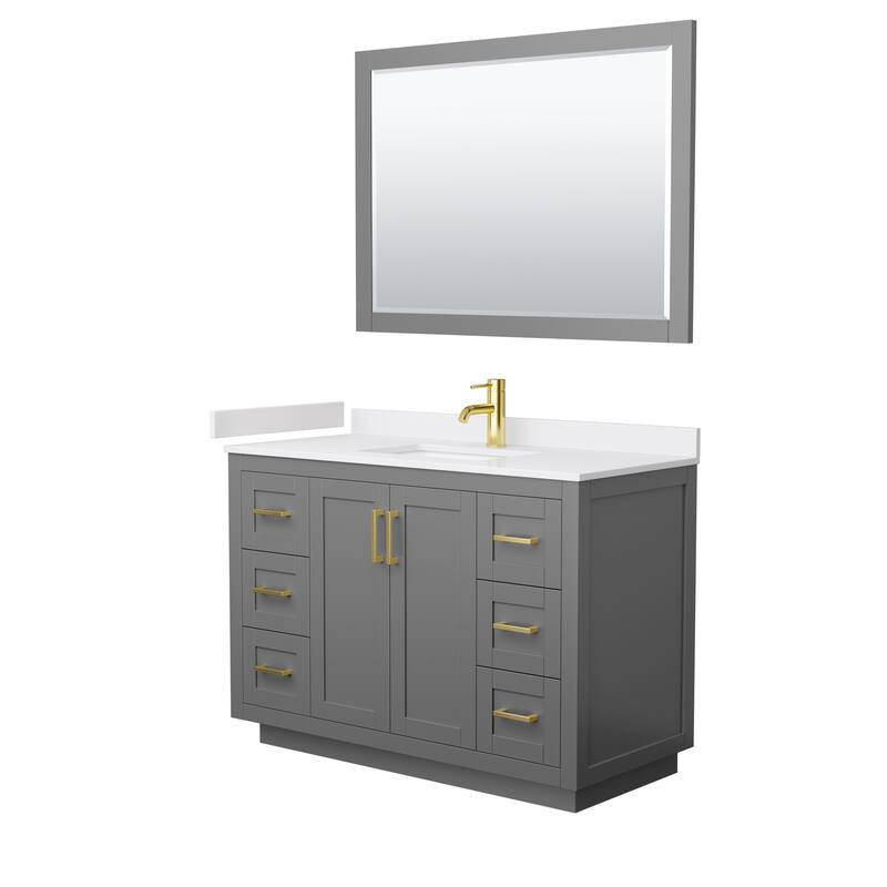 Miranda Single Vanity Set, Cultured Marble Top, 46-Inch Mirror