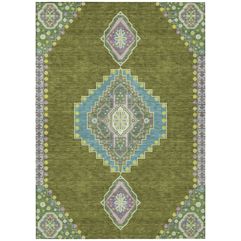 Machine Washable Indoor/ Outdoor Boho Traditional Chantille Rug