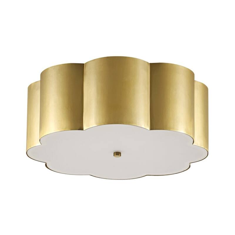 Metallic Luxury Scalloped Flower Drum Dimmable LED Flush Mount - 15.0 in