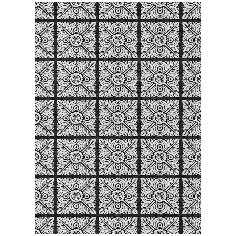 Machine Washable Indoor/ Outdoor Chantille Mosaic Rug