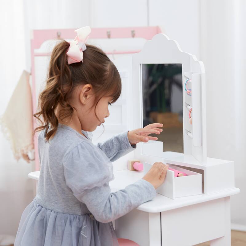 Little Princess Anna Wooden Kids Vanity - White