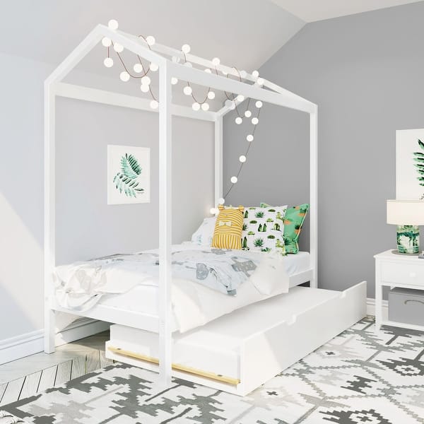 slide 2 of 18, Max and Lily Twin House Bed with Trundle
