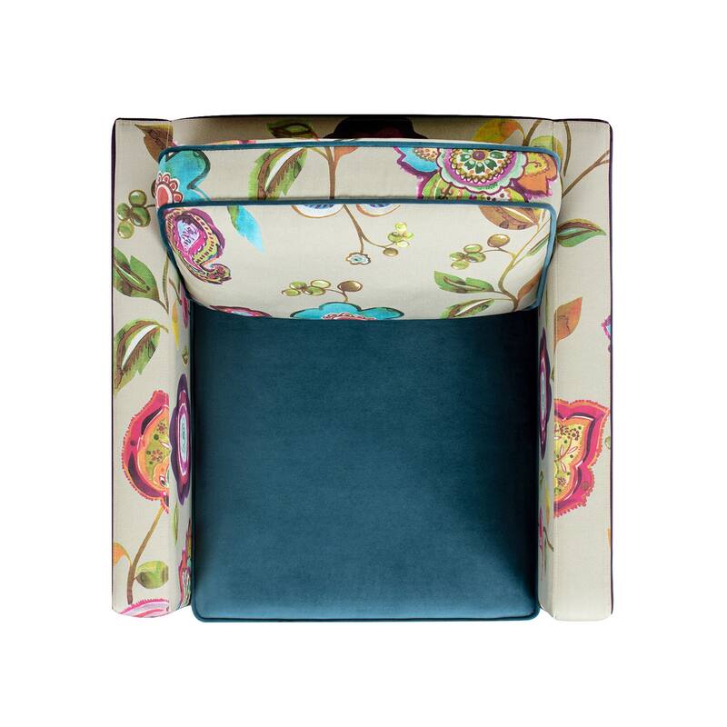 Mamba 28" Patchwork Velvet Upholstered Floral Accent Arm Chair