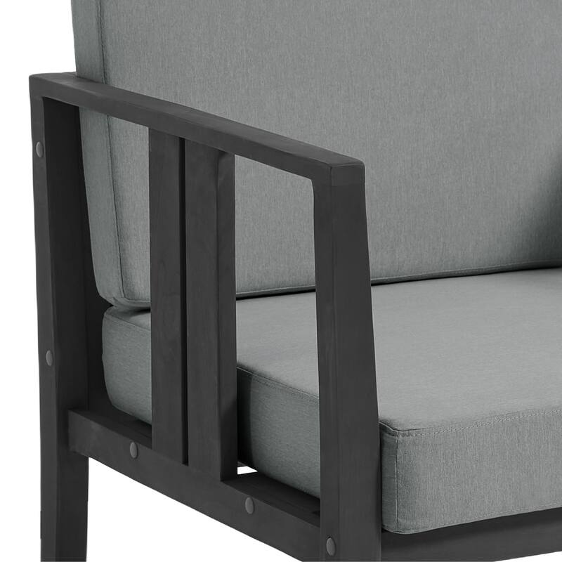 Casual 29"W Outdoor Patio Armchair Set In Solid Teak Wood with Cushion