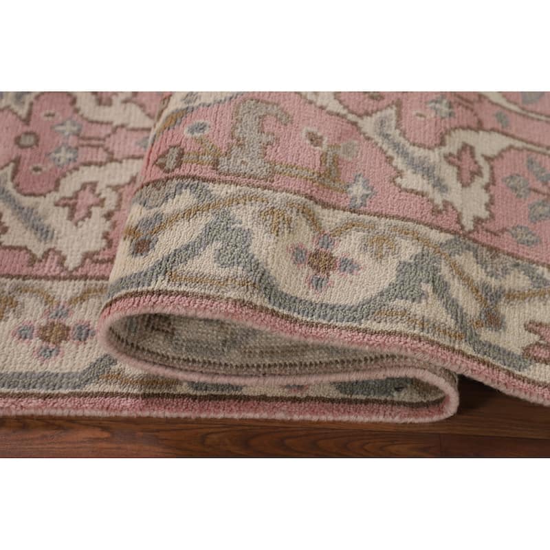 Light Pink Oushak Oriental Runner Rug Handmade Wool Carpet - 2'6"x 9'10"