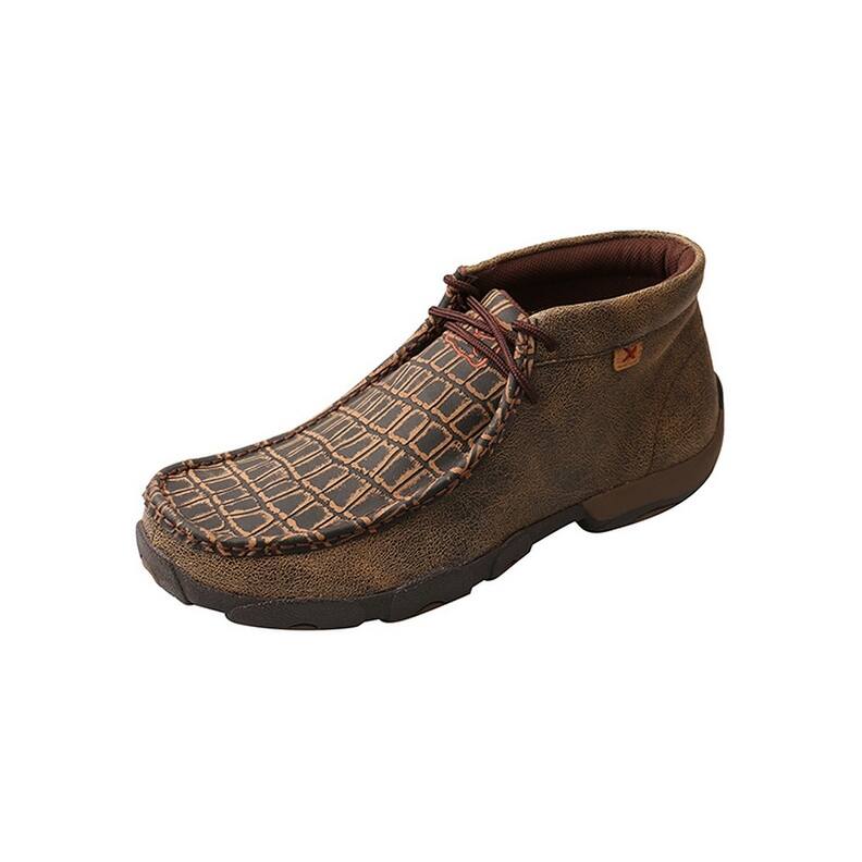 Twisted X Casual Shoes Mens Rubber Sole Caiman Print Moc Brown MDM0067