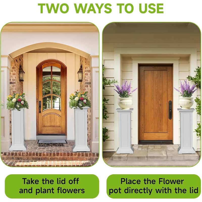 36in Tall Planters Outdoor Set of 2 Resin Planter,Modern Design Garden Bed, Weddings Events Home Decor