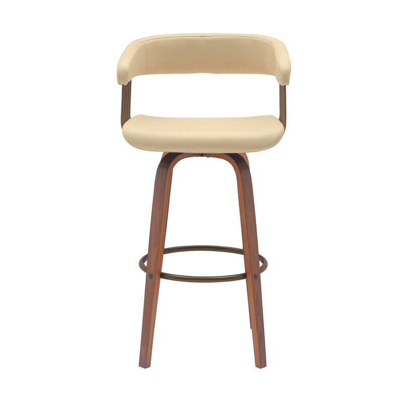 Topanga Modern Swivel Bar Stool, Upholstered Counter Height Chair with Bentwood Legs