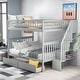 preview thumbnail 2 of 17, Full over Full Bunk Bed with Two Drawers and Storage Staircase,Cottage Style