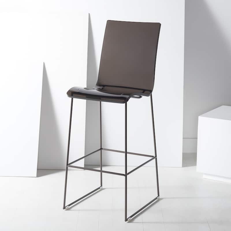 SAFAVIEH Couture Margrith 46-inch Acrylic Bar Stool - 19"W x 17"D x 46"H - Smoke Grey/Gunmetal