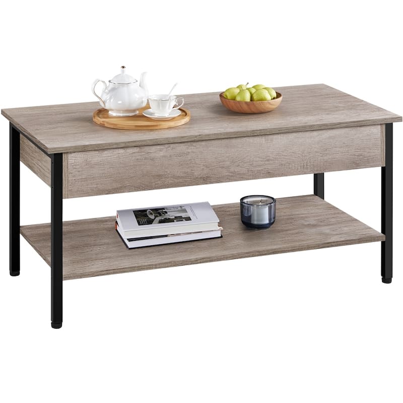Yaheetech 41" Lift Top Coffee Table with Pop Up Hidden Compartment - Grey
