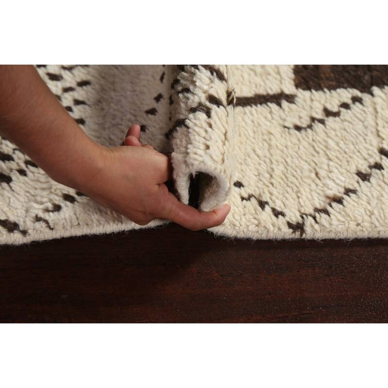 Trellis Tribal Moroccan Oriental Runner Rug Hand-knotted Wool Carpet - 2'6" x 10'8"