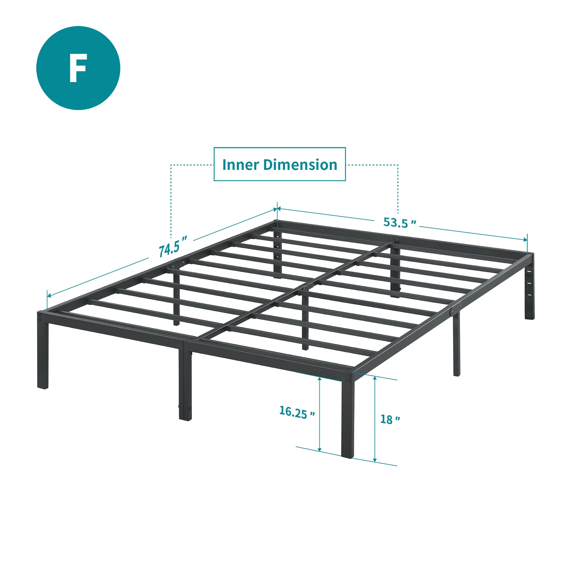 Full size bed 2025 frame 18 inch