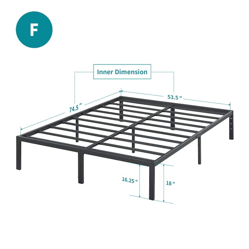 Sleeplanner 18-inch Modern Metal Platform Bed Frame - Full