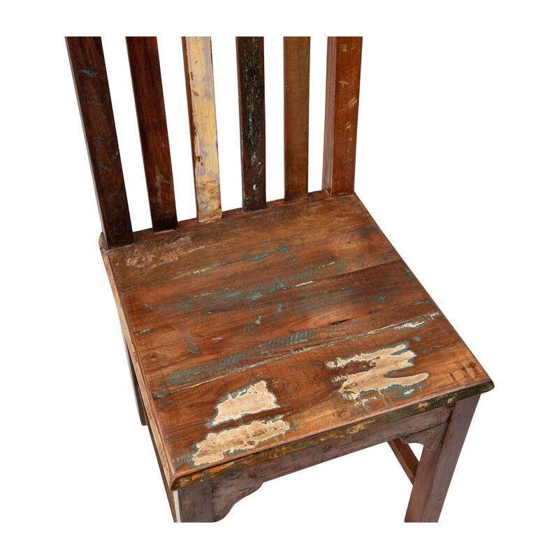 Journee Reclaimed Hardwood Lath Back Dining Side Chair, Distressed Paint Finish