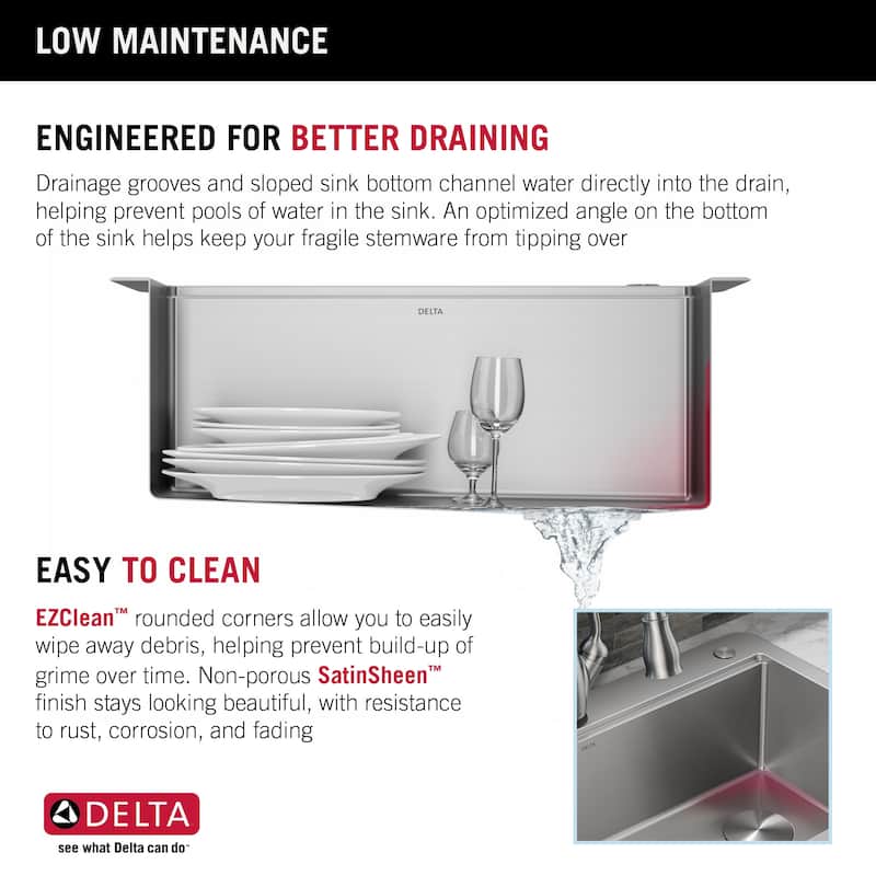 Delta Lorelai 30� Workstation Kitchen Sink Top Mount Drop-In 16 Gauge
