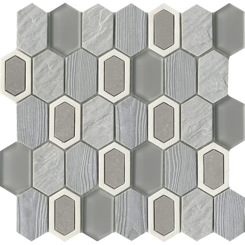 Emser Tile Literati - 12" x 12" Hexagon Geometric Mosaic Wall Tile -