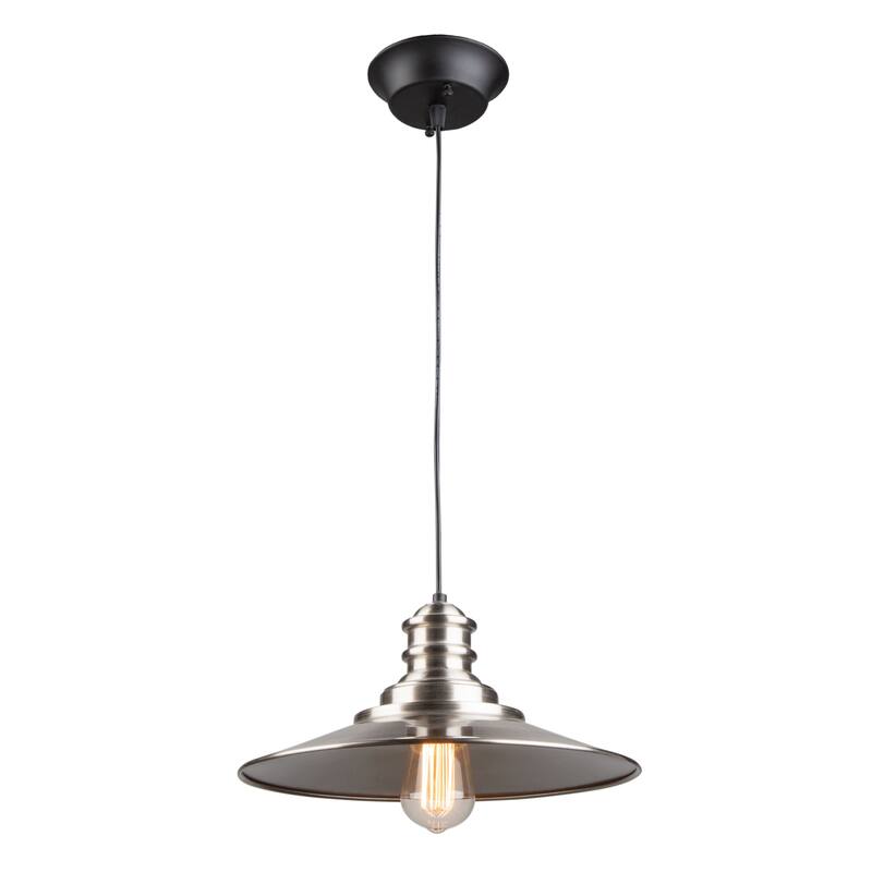 Broxton 1 Light Metal Shade Pendant - Brushed Nickel