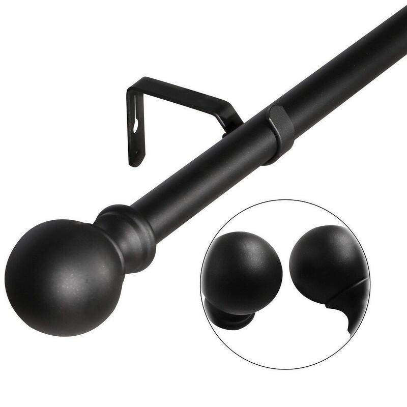 Lordear Adjustable Window Curtain Rod with Ball End Cap Finials - Silver/Gold/Black