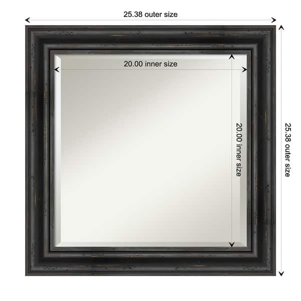 dimension image slide 4 of 5, Beveled Wood Wall Mirror - Rustic Pine Black Frame
