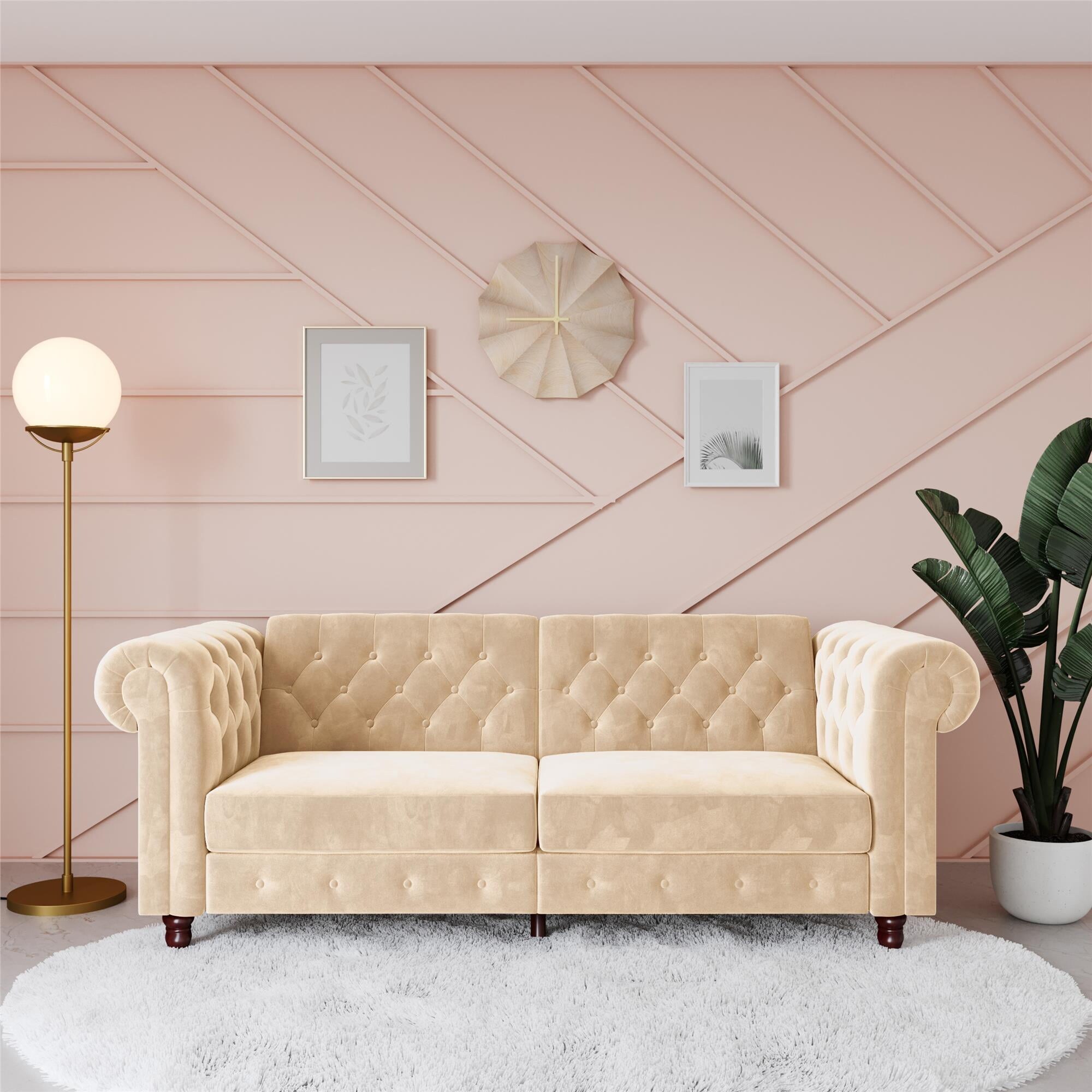 Tamara Coil Sofa Bed Ivory Velvet