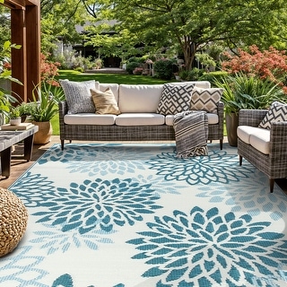 World Rug Gallery Modern Floral Aloha Reversible Recycled Plastic