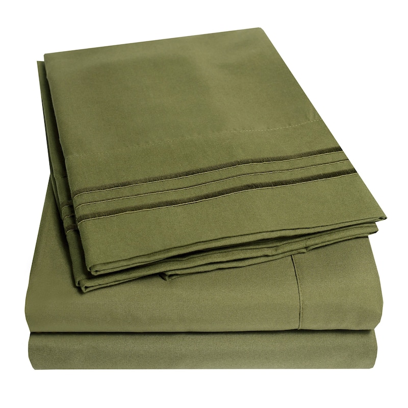 Incredibly Soft 4-piece Deep Pocket Bed Sheet Set in 4 Colors - Olive - Twin