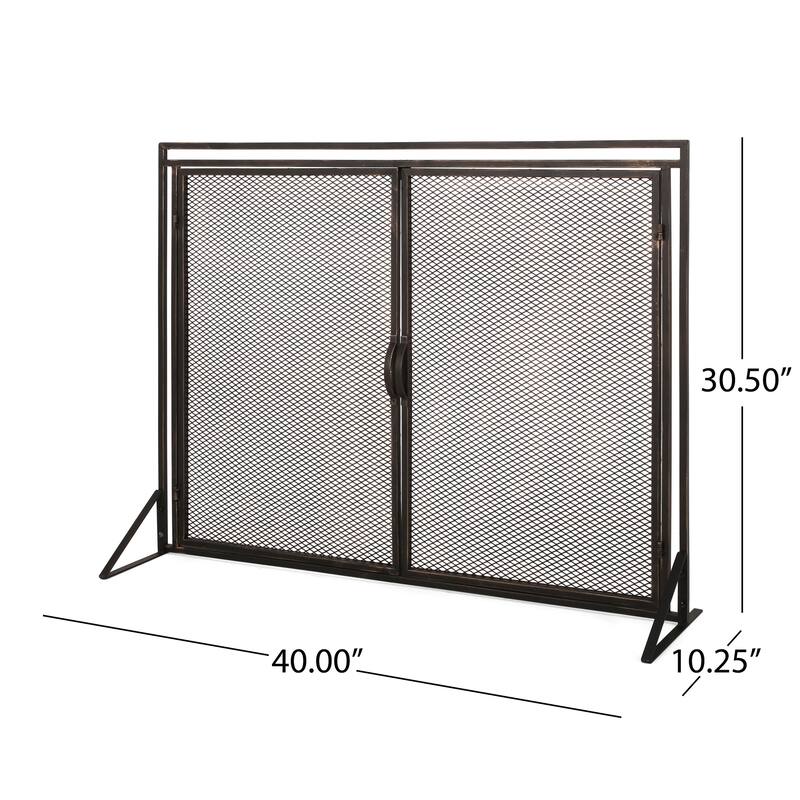 Anmytek Metal Fireplace Screen with Double Access Doors