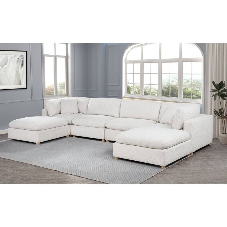 Best Quality Furniture 4-Piece Sectional Boucle Fabric