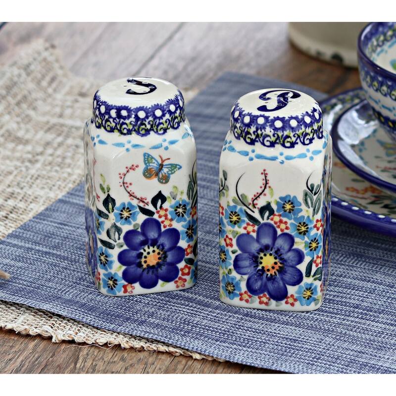 Blue Rose Polish Pottery 320 Vena Large Salt & Pepper Shakers