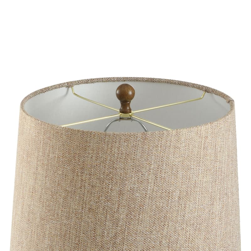 Walnut Ridge Table Lamp - Fishbone Polyresin and Aged Brass Body - Heathered Brown Shade