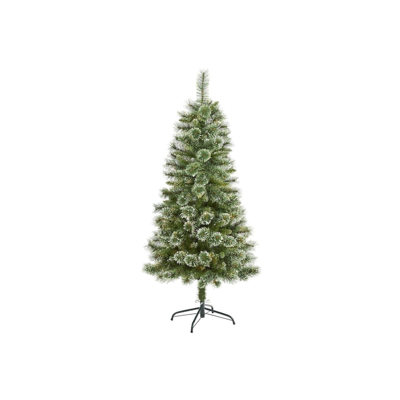 5ft. Slim Snow Tip Pine Artificial Christmas Tree with 298 Branches - Compact Seasonal Holiday X-Mas Tree