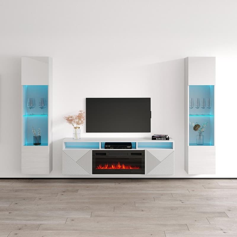 Giza BL-EF Floating Fireplace Entertainment Center - 42 - White