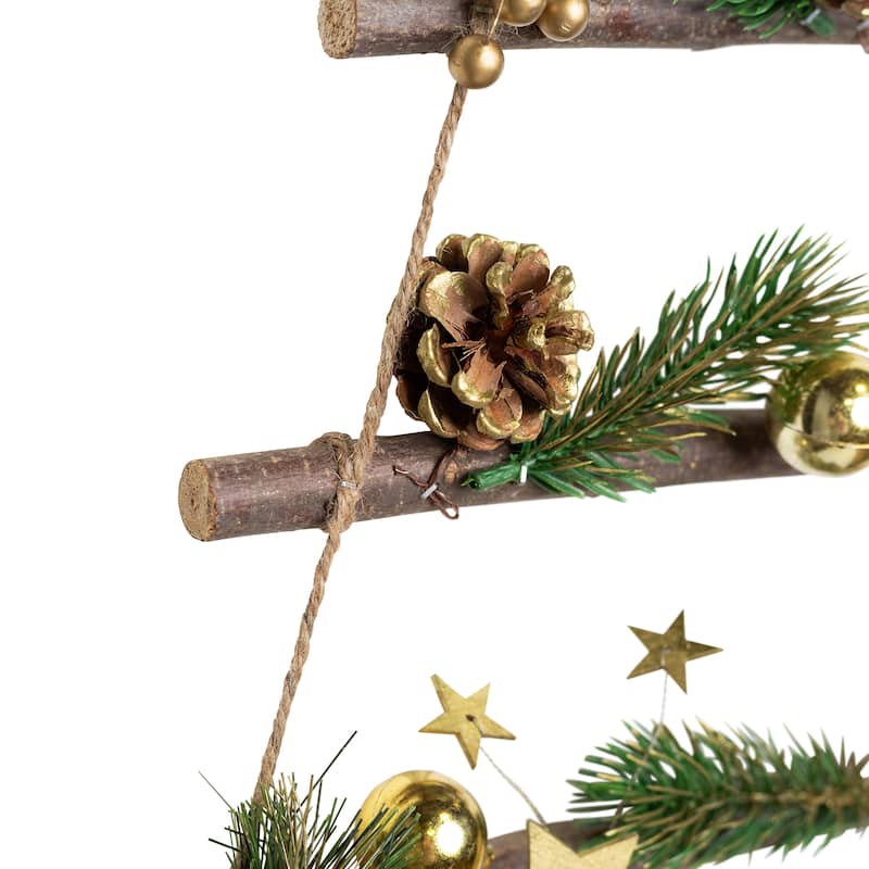 Star and Pinecone Hanging Tree Wooden Christmas Wall Decoration - 30"