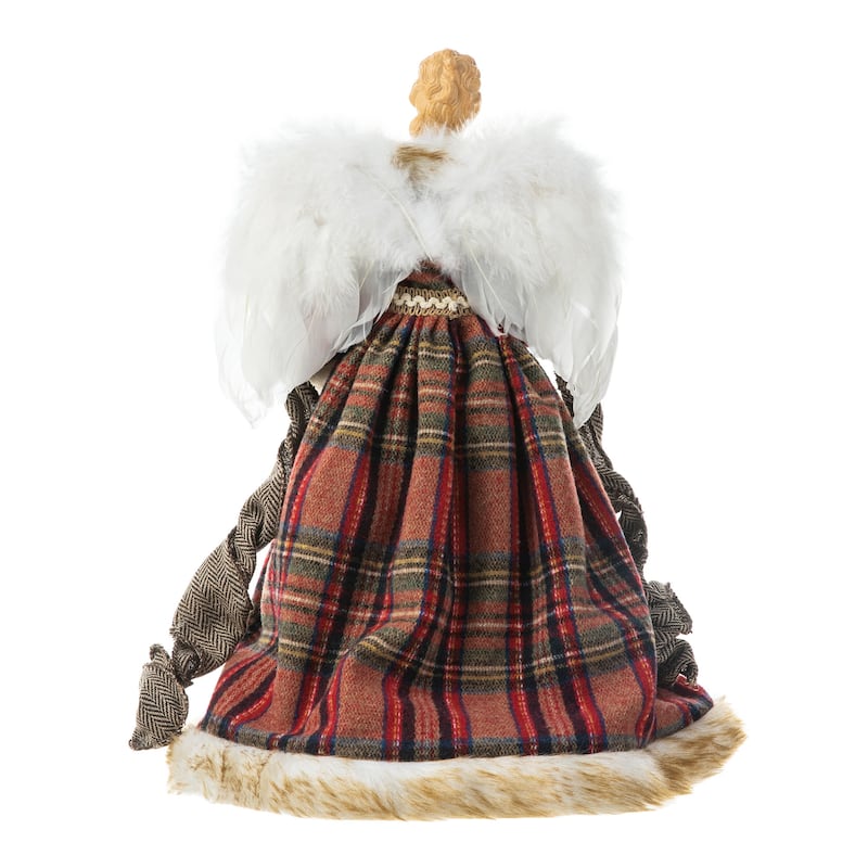 Glitzhome 16"H Faux Fur Christmas Angel Tree Toppers