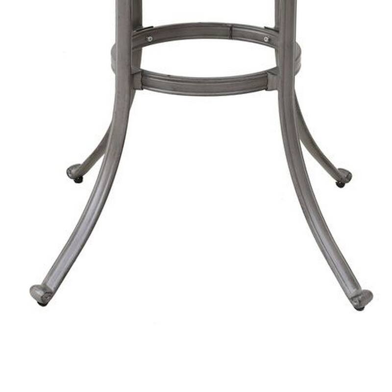 Mace Outdoor Patio Bar Table, 42 Inch Round Lattice Top, Aluminum, Gray