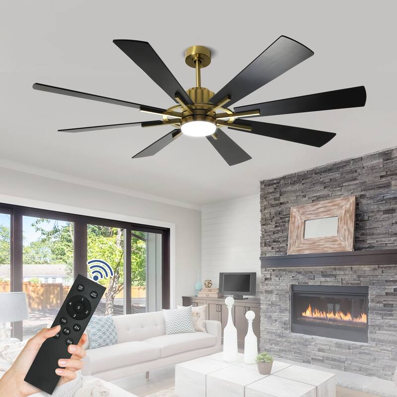 Remote Ceiling fan with Lights Large 8 Wooden Blades