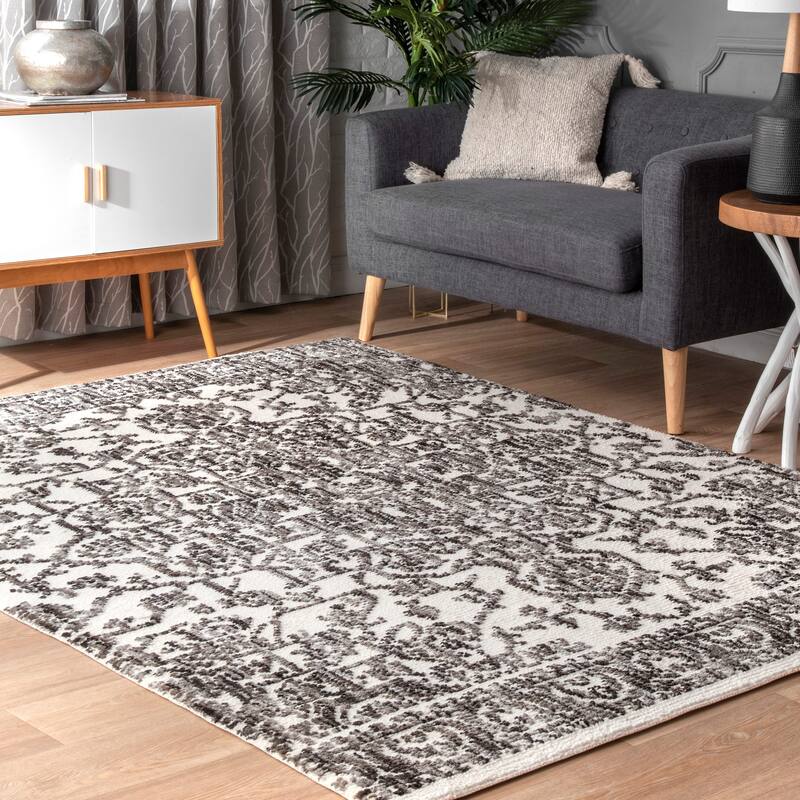 Nuloom Transitional Vintage Lavish Mayen Medallion Area Rug - 6'7" x 9' - Grey - Rectangle