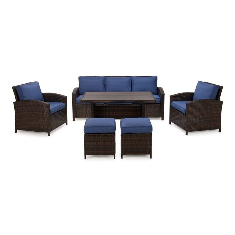 6-Piece Outdoor Wicker Patio Conversation Set