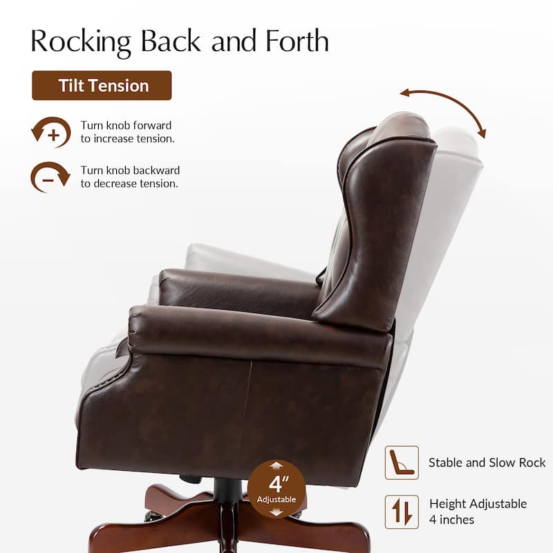 Maximiliano Modern Swivel Executive Chair with Tufted Back by HULALA HOME