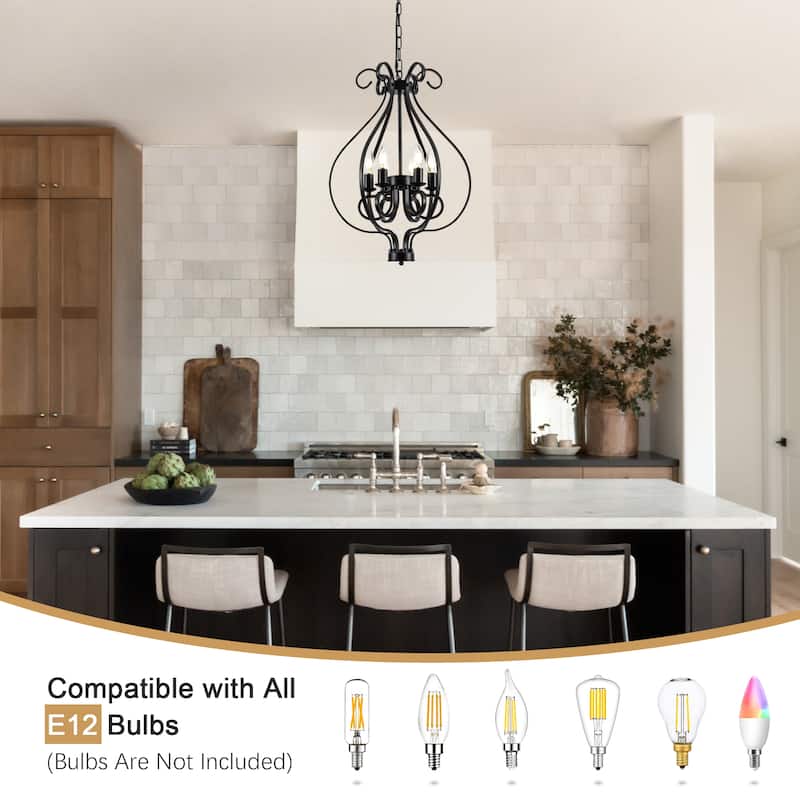6-Light Modern Candlestick Hanging Linear Chandelier Lighting for Kitchen Island