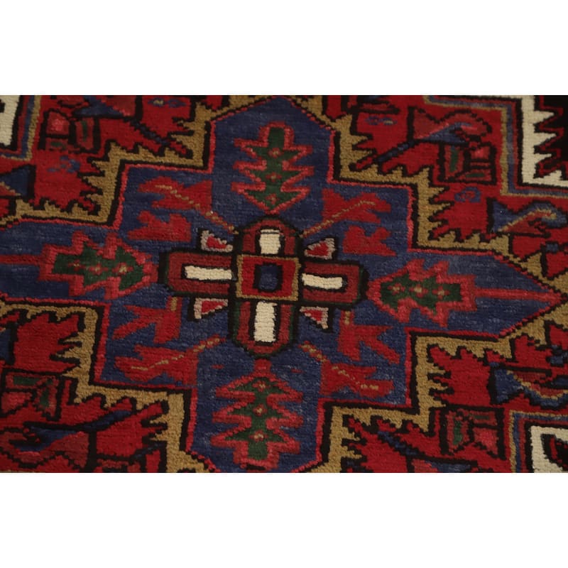 Hand Knotted Oriental 100% Wool Carpet Traditional Medallion Red Heriz Area Rug - 9' 8'' X 6' 11''