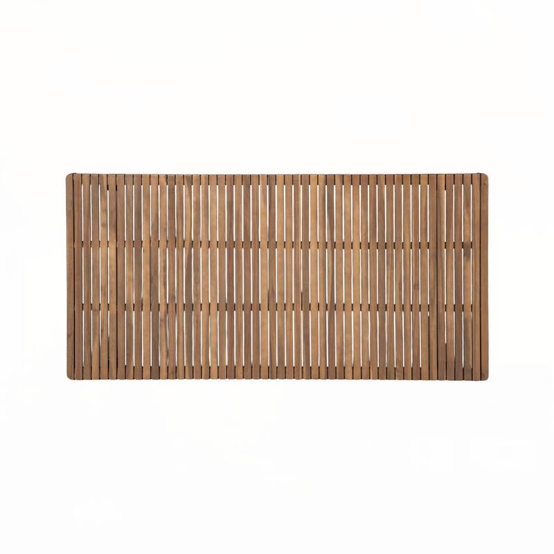 69" Acacia Wood Outdoor Dining Table with Slatted Top, Brown