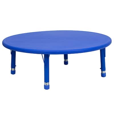 45" Round Plastic Height Adjustable Activity Table for 4 - 45"D x 45"W x 14.5" - 23.75"H